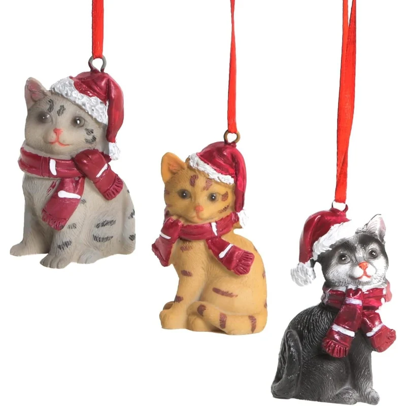3 Katzen Anhänger - Christbaumanhänger für Weihnachten