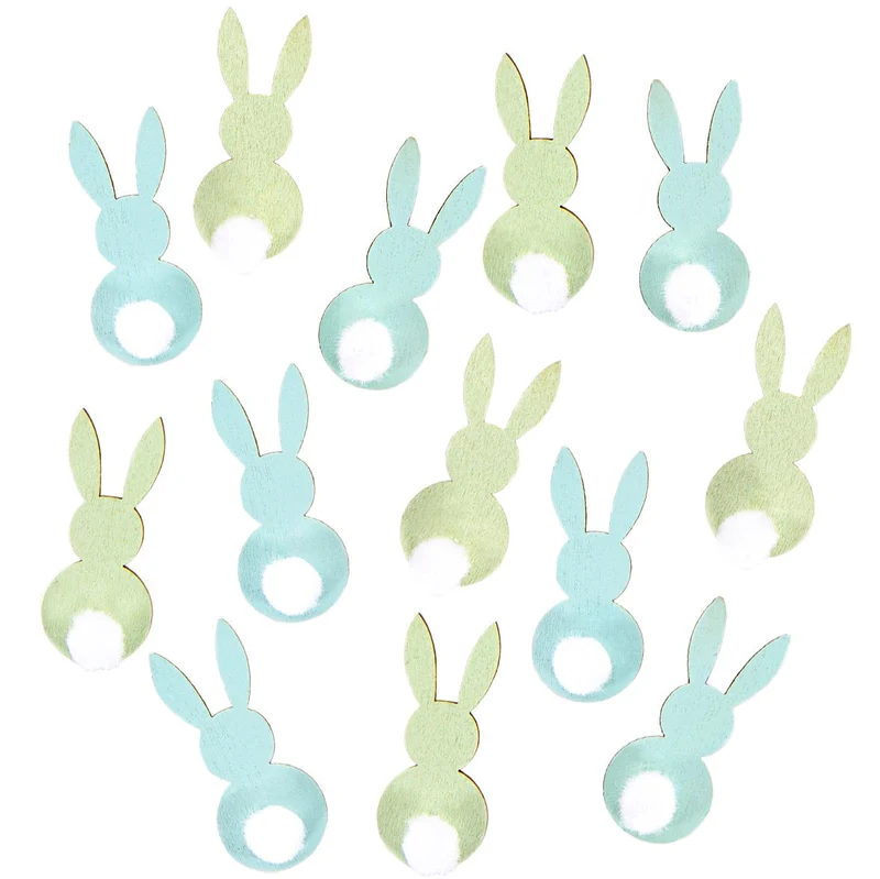 12 Mini Osterhasen zum Kleben aus Holz grün türkis 4 cm