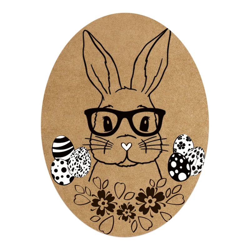 200 Osterhasen Aufkleber Rolle Kraftpapier-Optik 6x4,5cm