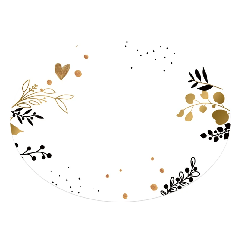200 Sticker auf Rolle Etiketten weiß schwarz gold 6x4,5cm