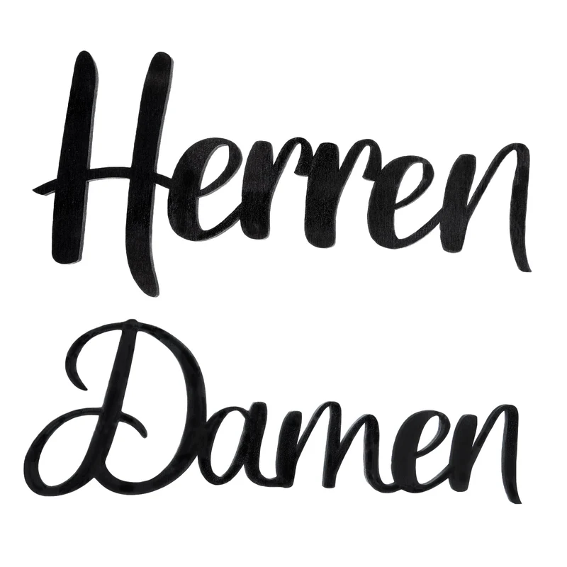 Damen + Herren WC Schilder Set Türschild 25 cm schwarz