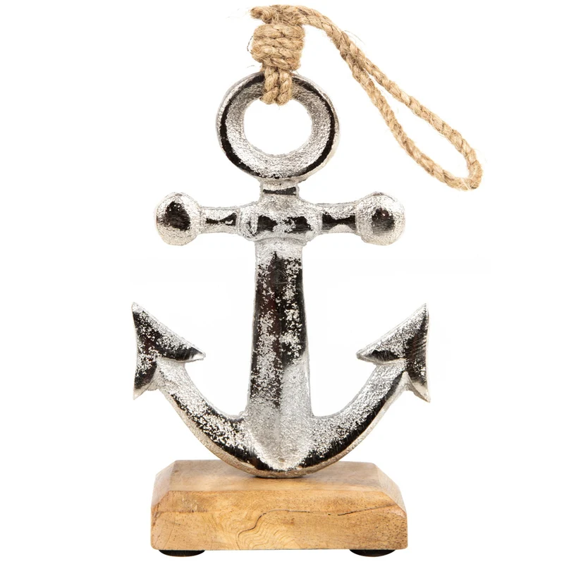 Anker Dekofigur Silber braun nautische Metallanker 16 cm