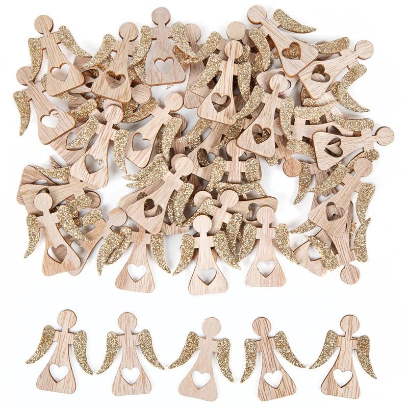 24 Mini Natur Gold glitzernd Weihnachtsengel Geschenk 4 cm