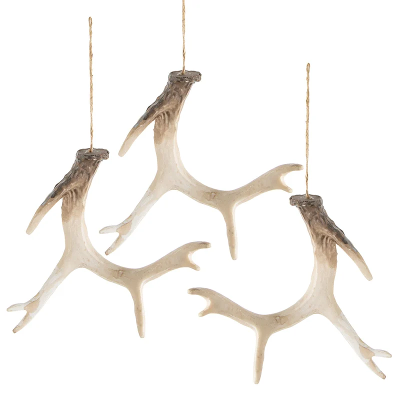 3 Hirschgeweih aus Kunststoff - künstliches Geweih braun 13 cm
