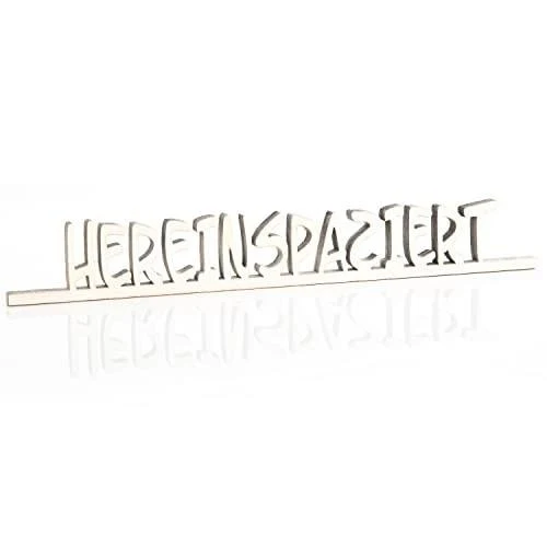 Holzschriftzug "Hereinspaziert" zum Binden oder Hinstellen 24,5 x 3,4 cm