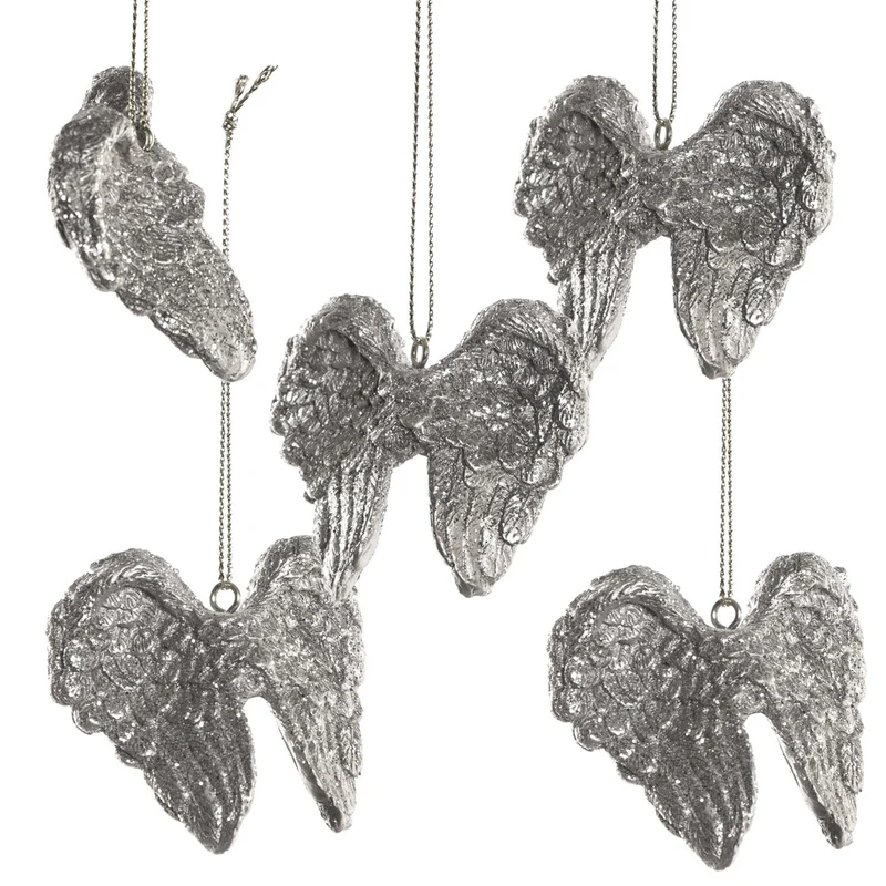 5 Engelsflügel - Flügel Anhänger Silber glitzernd