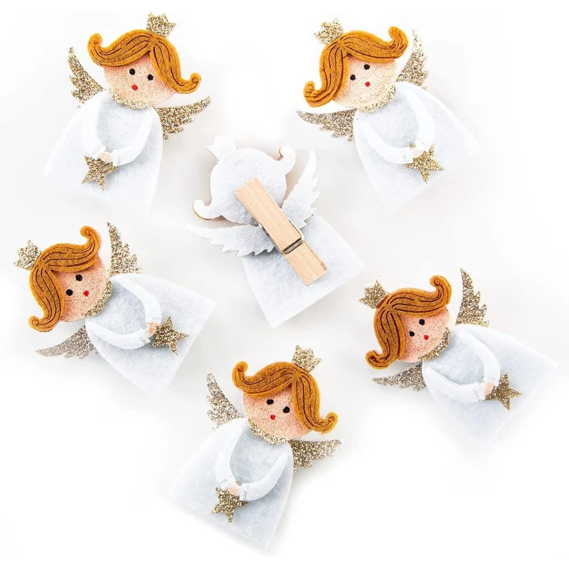 6 Engel Deko Klammern - Weihnachtsklammer Verschlussklammer 3,5 cm