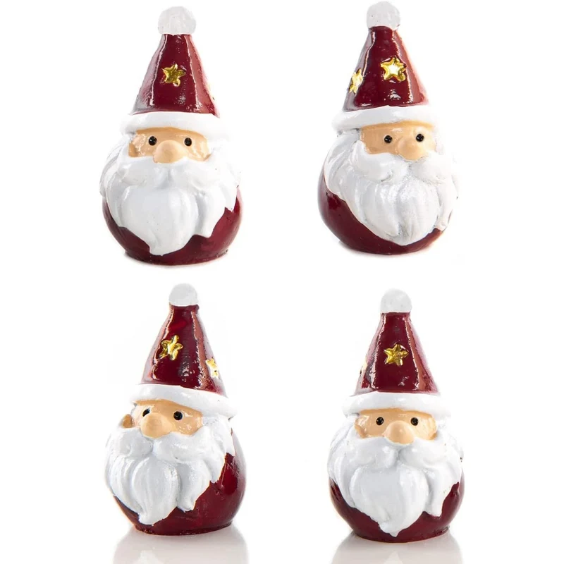4 kleine Weihnachtsmann Nikolaus Figuren - 3,5 cm rot weiß