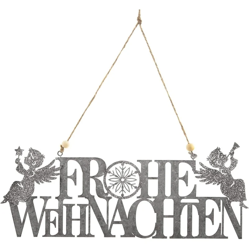 Frohe Weihnachten Türschild - Metall Text Anhänger als Türschmuck
