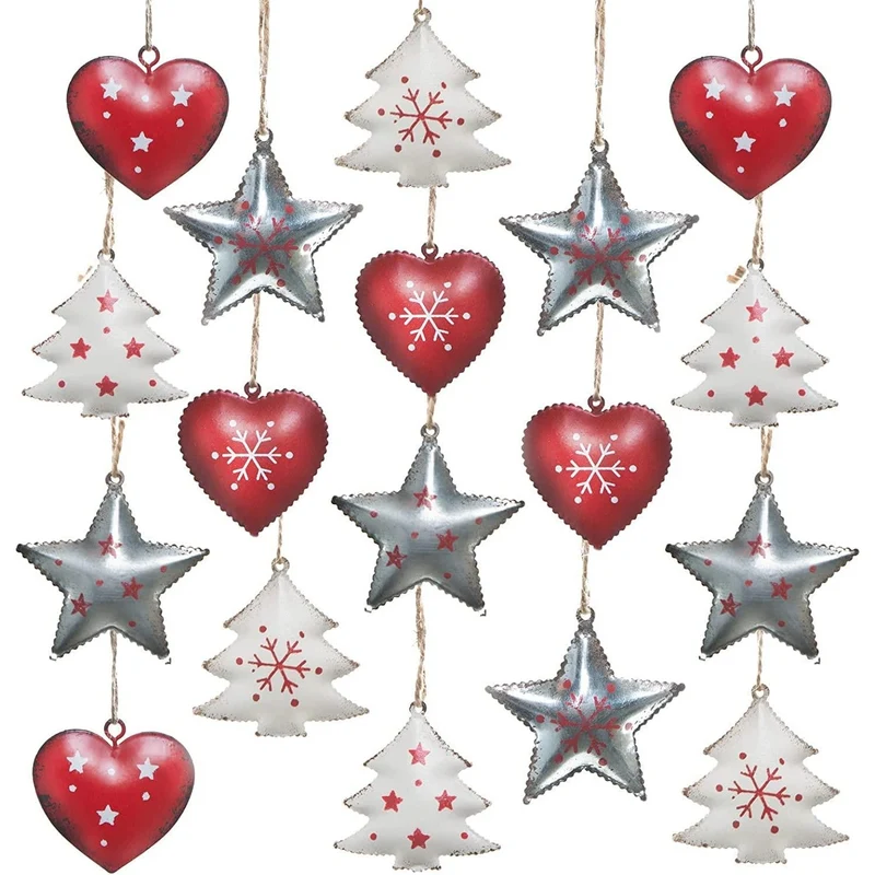 Weihnachtsdeko Anhänger Set 18 TLG. - rot weiß silber 5 cm