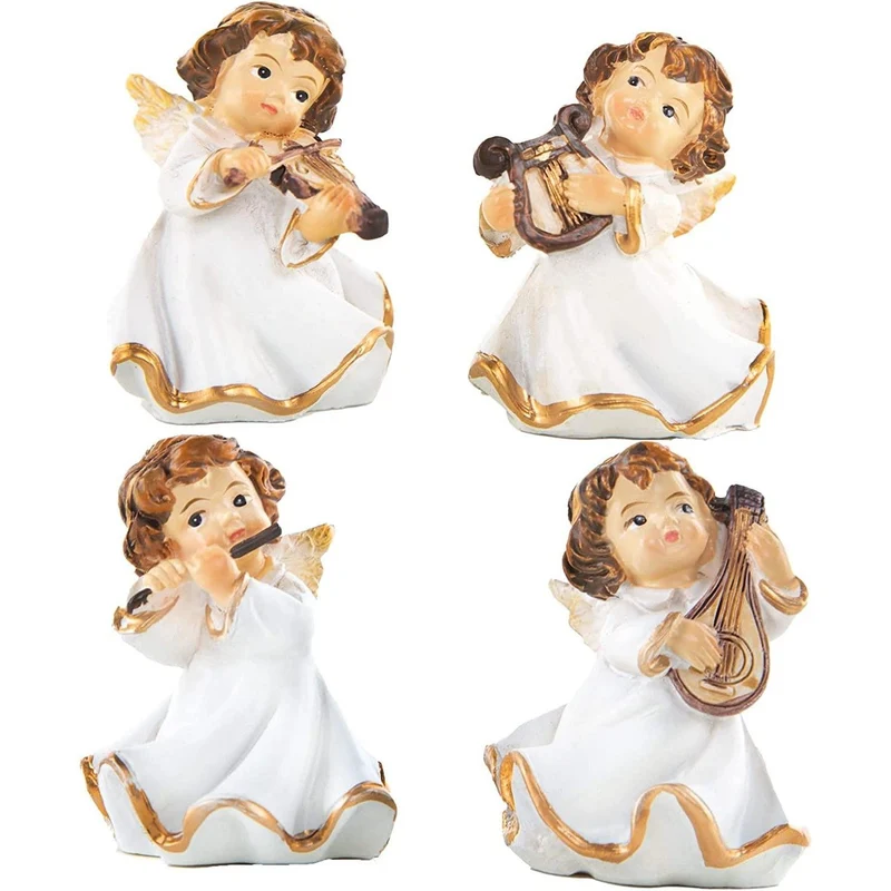 4 Engel Figuren mit Instrumenten – Schutzengel Weihnachtsengel 5 cm