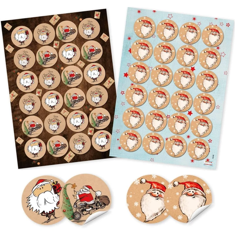 2 x 24 Weihnachtsmann Aufkleber - Merry Christmas Weihnachten Sticker