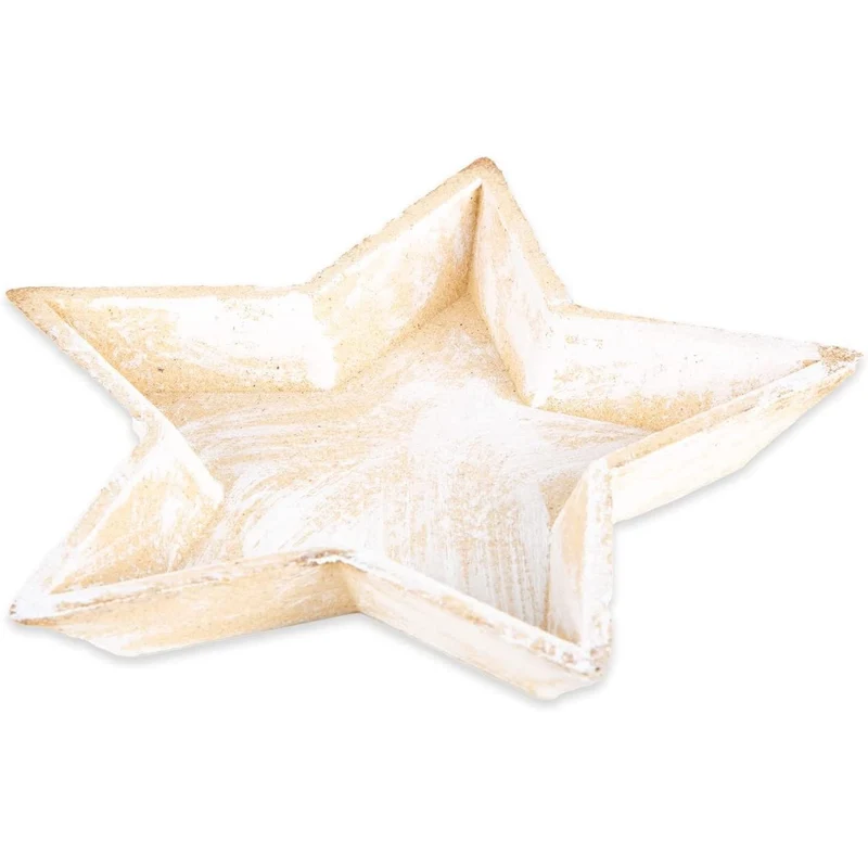 Dekoschale Stern - natur weiß aus Holz - Weihnachten 24 cm