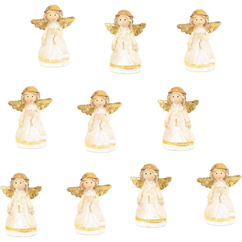 10 kleine Engel Figuren gold - Schutzengel Glücksbringer