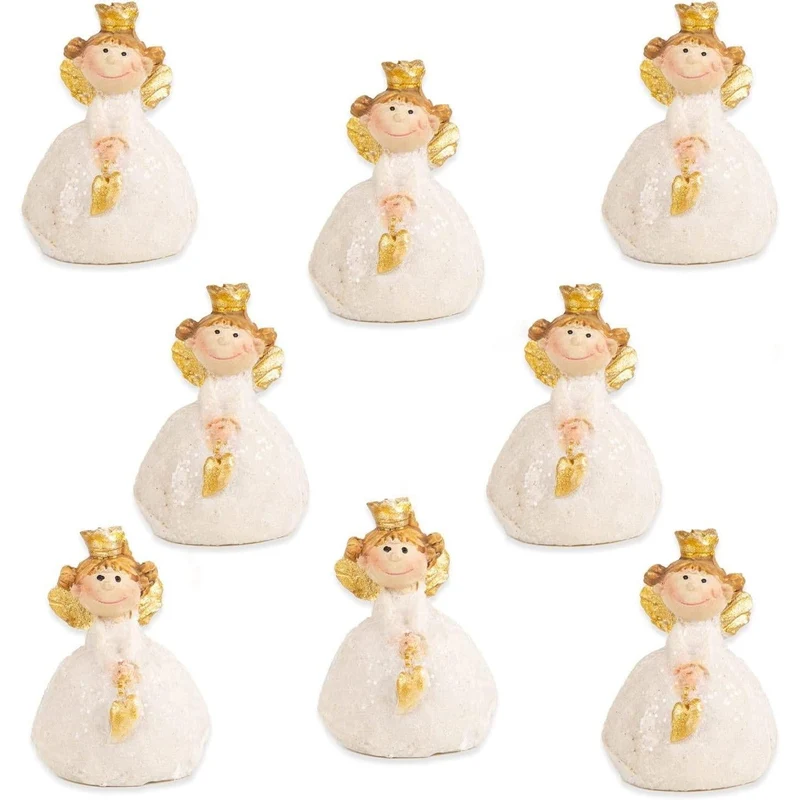 8 kleine goldene Schutzengel Figuren - Mini Engel 3,5 cm