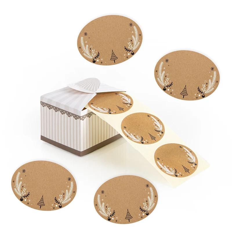 200 Weihnachtsetiketten zum Beschriften auf Rolle 6 x 4,5 cm oval