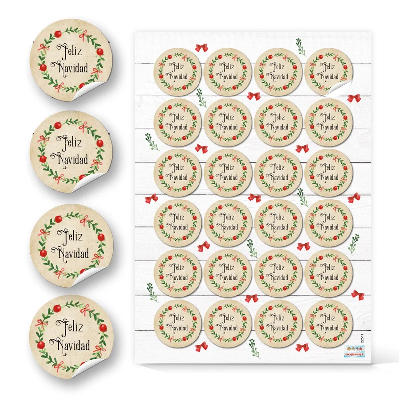 Logbuch-Verlag 48 Weihnachtssticker mit Text"Feliz Navidad" - Weihnachten Aufkleber spanisch