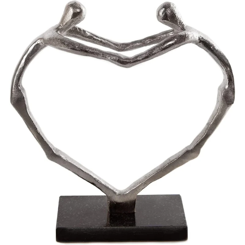 Liebespaar Figur aus Metall - Pärchen Dekofigur silber schwarz 22 cm