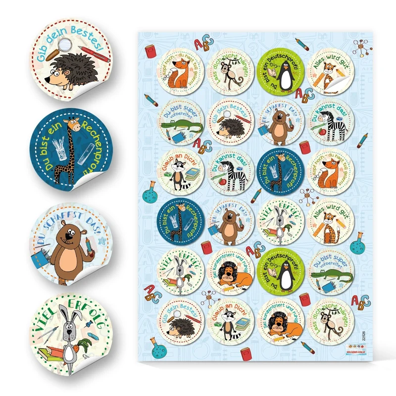 Logbuch-Verlag 24 Motivationssticker für Kinder - Schule Grundschule Motivation - Lehrer Eltern Aufkleber Ø 4 cm