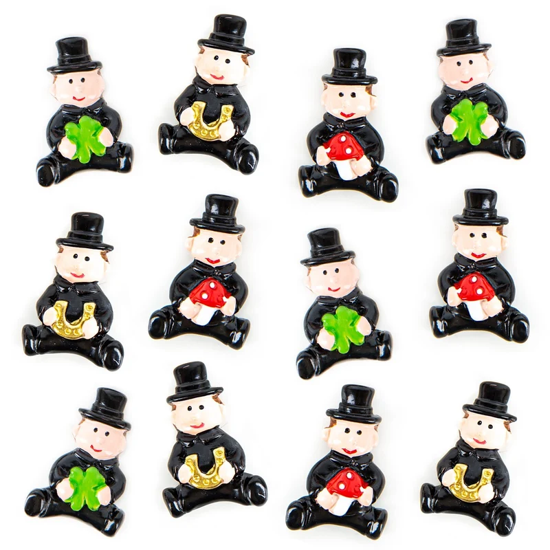 12 Schornsteinfeger Glücksbringer mit Glückssymbolen 3 cm