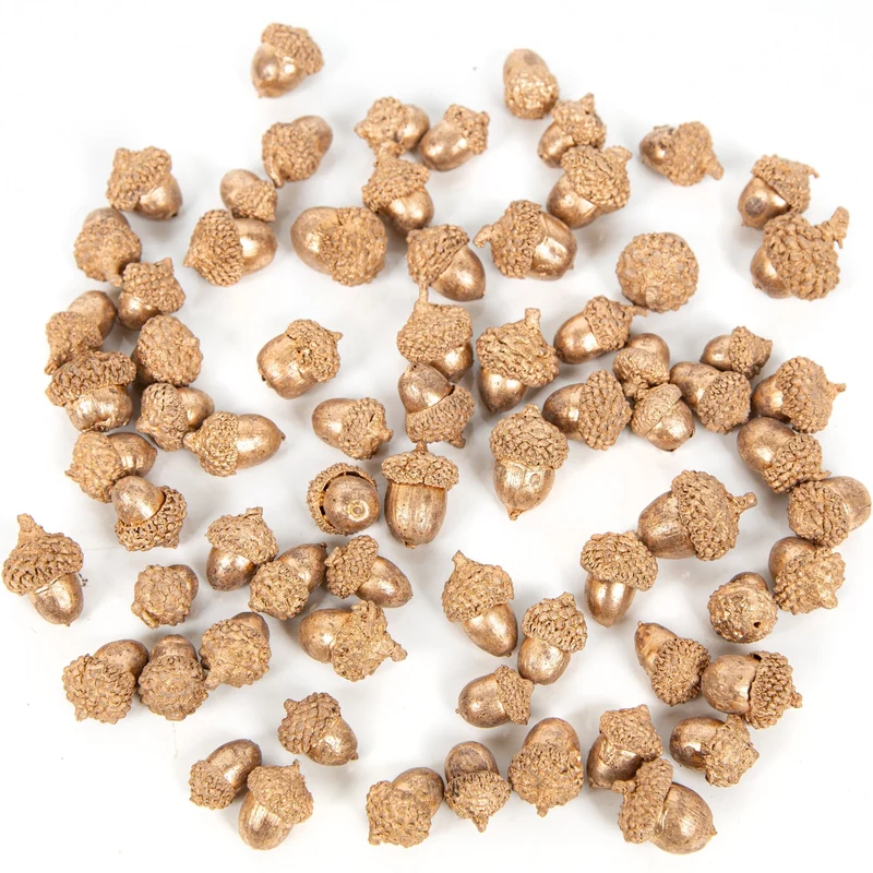 Streuartikel Set 200 g Mini Eicheln aus Holz Gold Weihnachten