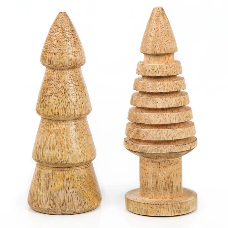Naturfarbene Holz Bäume 2 Weihnachtsbäume 15 cm Weihnachten