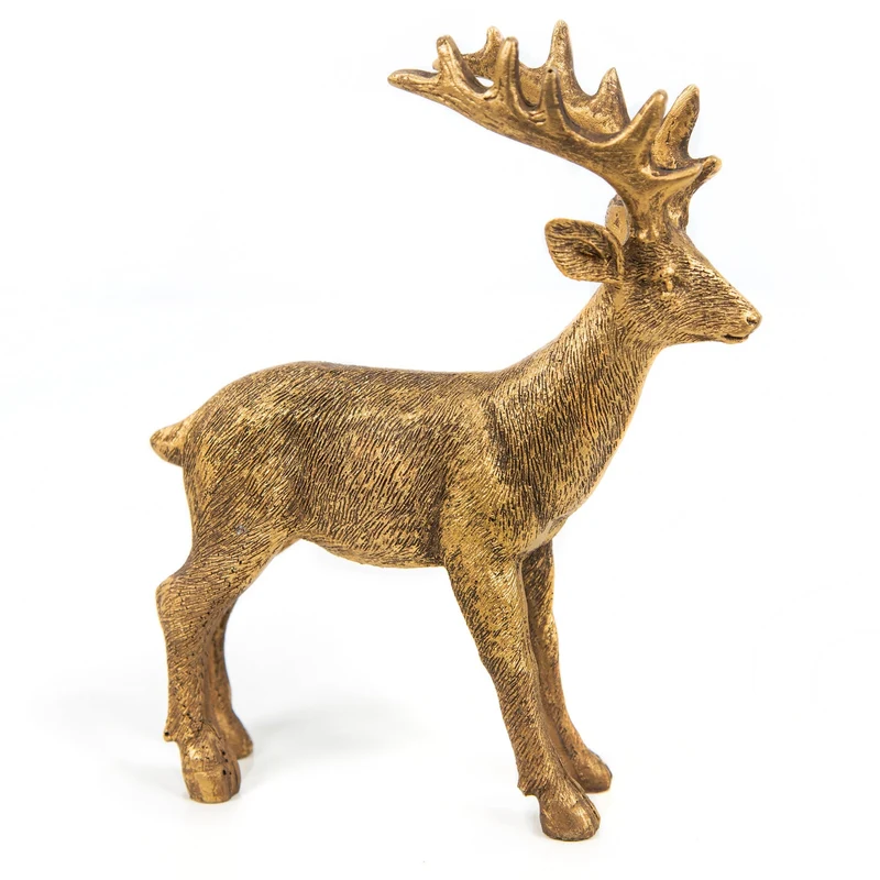 Hirsch Rentier Figur Gold Deko Weihnachten Dekoobjekt 18 cm