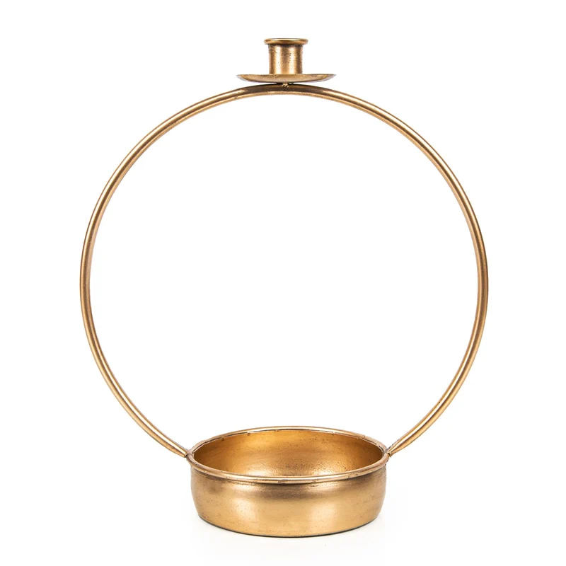 Edler Kerzenständer aus Metall mit Dekoschale Gold 33 cm