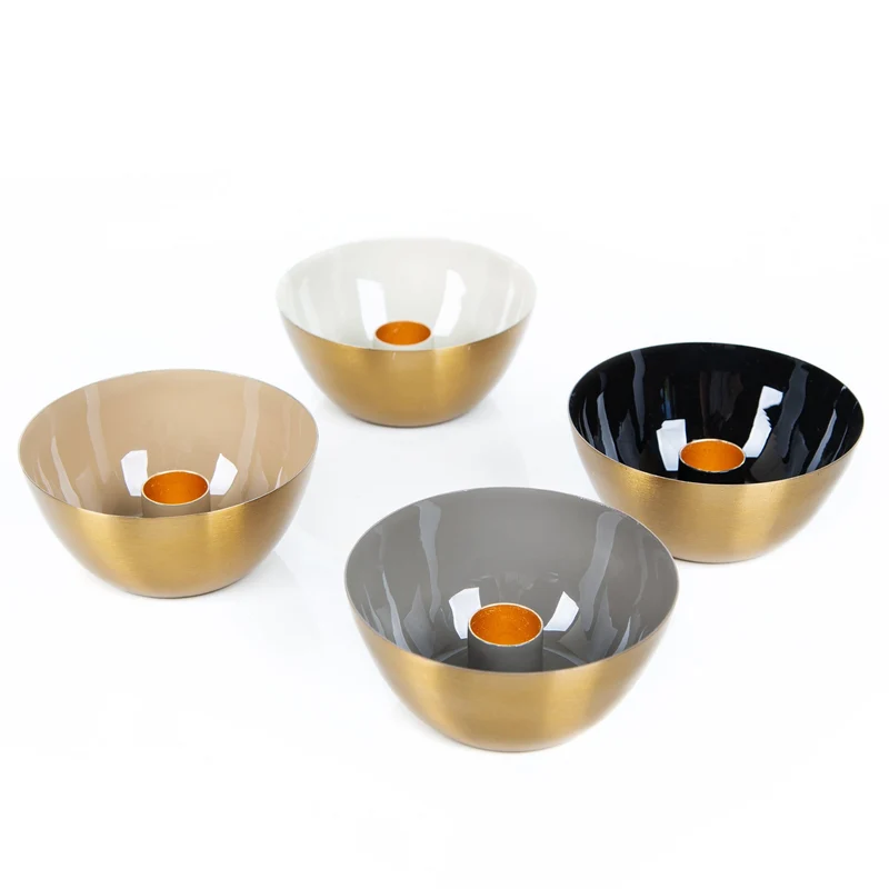 4er Kerzenhalter Set für Stabkerzen rund in 4 Farben 10 cm