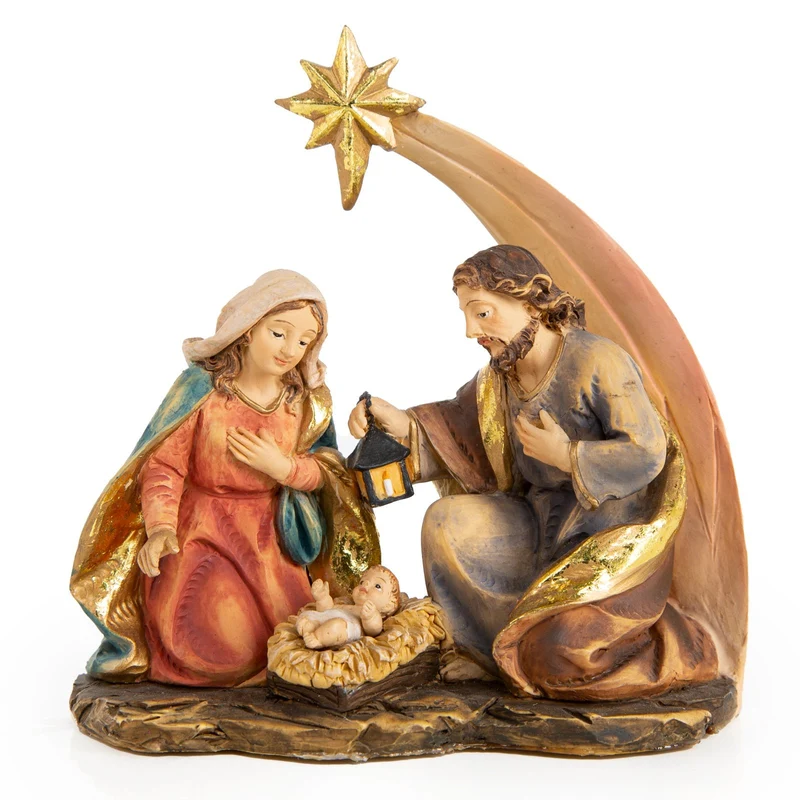 Weihnachtskrippe Maria Josef Jesukind kleine Krippe 12x11,5cm