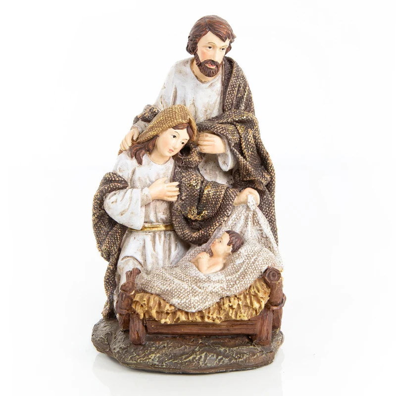 Klassische Krippe beige braun Weihnachtsfigur Polyresin 16 cm