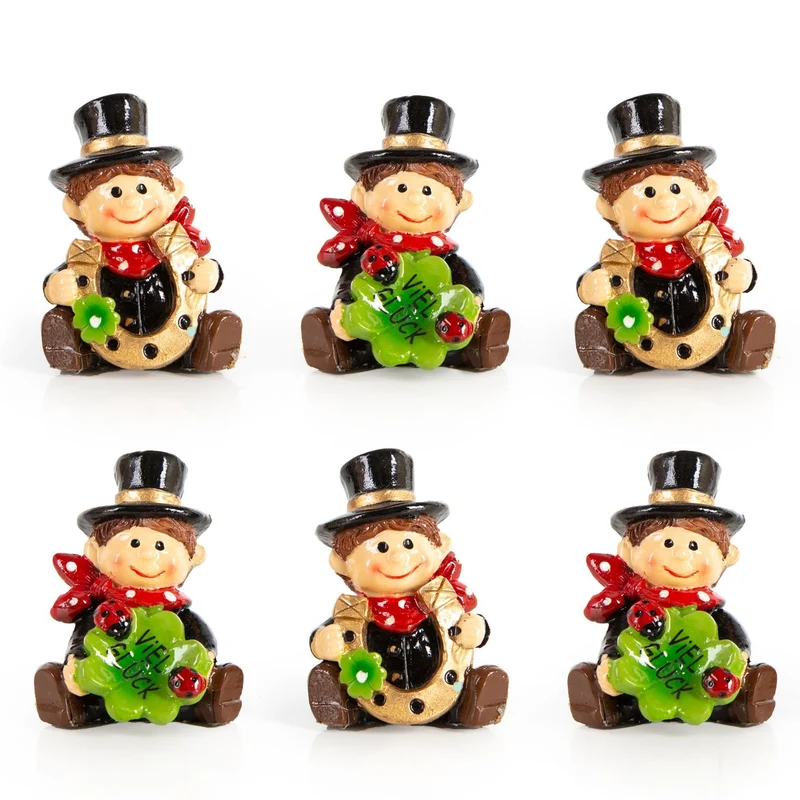 6 Deko Schornsteinfeger Glücksbringer 4,5 cm Mini Kaminkehrer