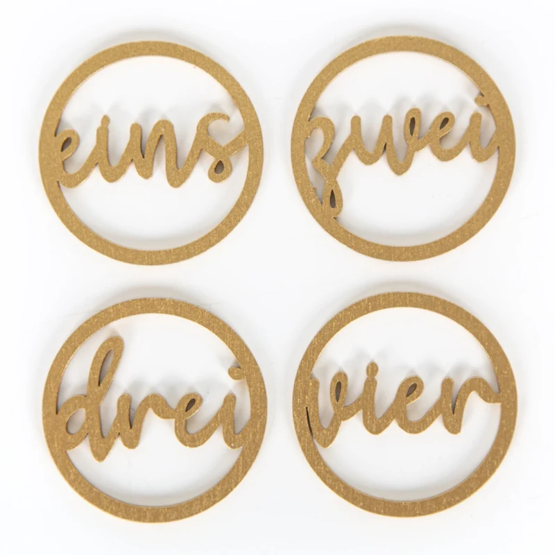 Adventskranz Zahlen aus Holz Gold für Kerzen & Kerzenhalter Ø 5 cm