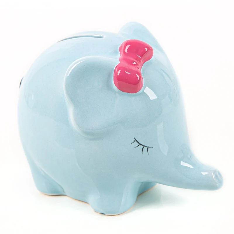 kleine Spardose Elefant blau Keramik Geschenk Geburt Kindergeburtstag 12 cm