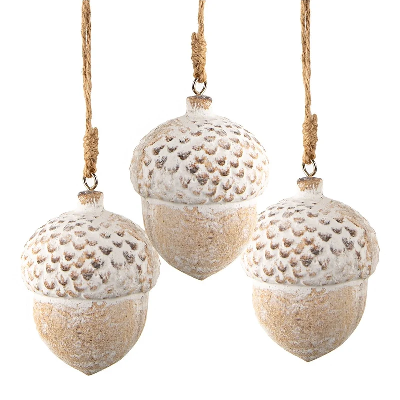 3 Eichelnüsse aus Holz Eichel Christbaumschmuck Natur braun Nostalgie 8 cm