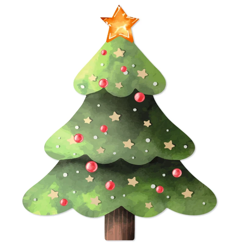 200 Weihnachtsbaum Sticker Tannenbaum Aufkleber auf Rolle grün gold Ø 5 cm
