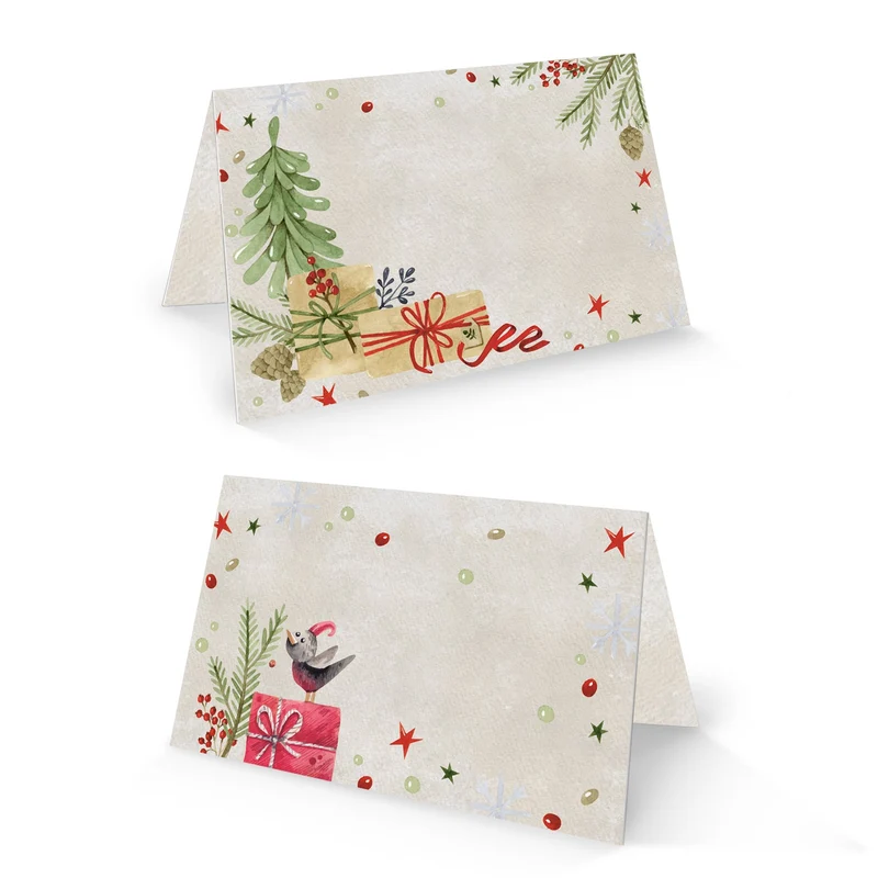 25 Tischkärtchen Weihnachtsfeier zum Beschriften Namensschilder für Gäste rot grün beige