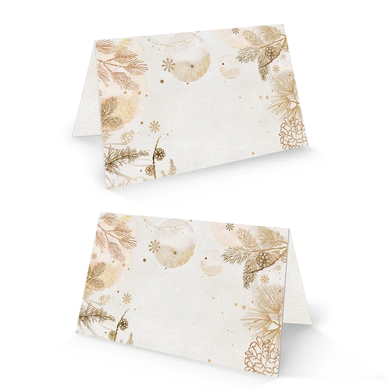 25 Weihnachten Tischkarten zum Beschriften gold beige 8,5 × 5,5 cm