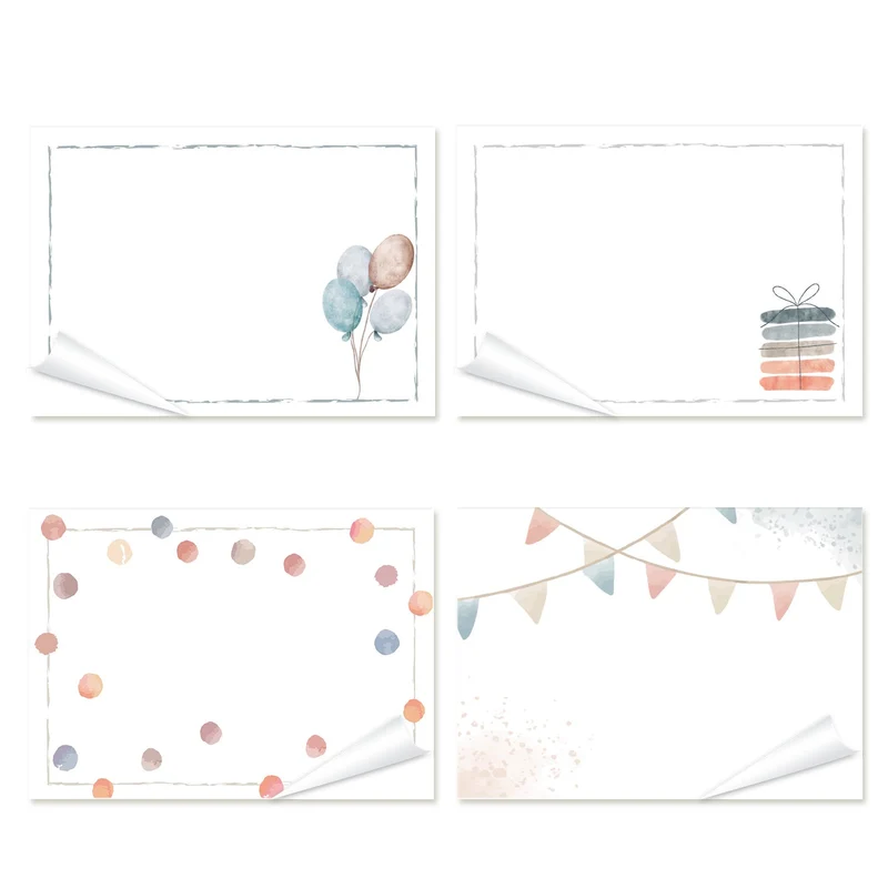 4 x 25 Geschenketiketten zum Beschriften Geburtstag weiß pastell 7,4 x 5,2 cm