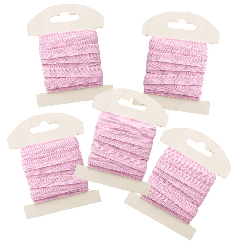 Logbuch-Verlag Baumwollbänder Rosa 5 Stück je 3 m x 1 cm Geschenkband Saumband aus Baumwolle zum Nähen Basteln Verzieren 15 m