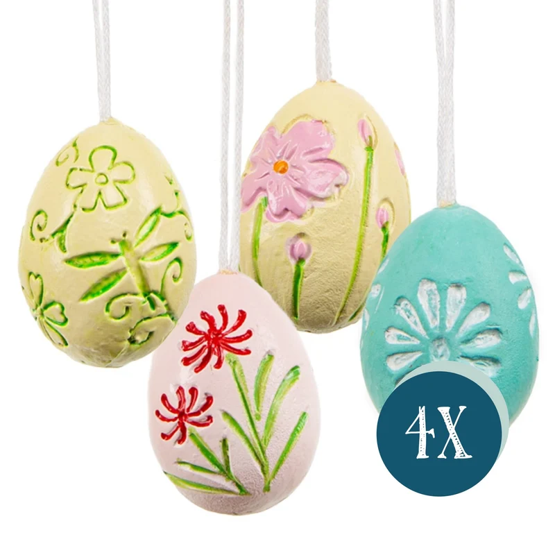 4 Bunte Ostereier kleine Eier künstlich Ostern Frühlingsdeko Zweige schmücken 4 cm