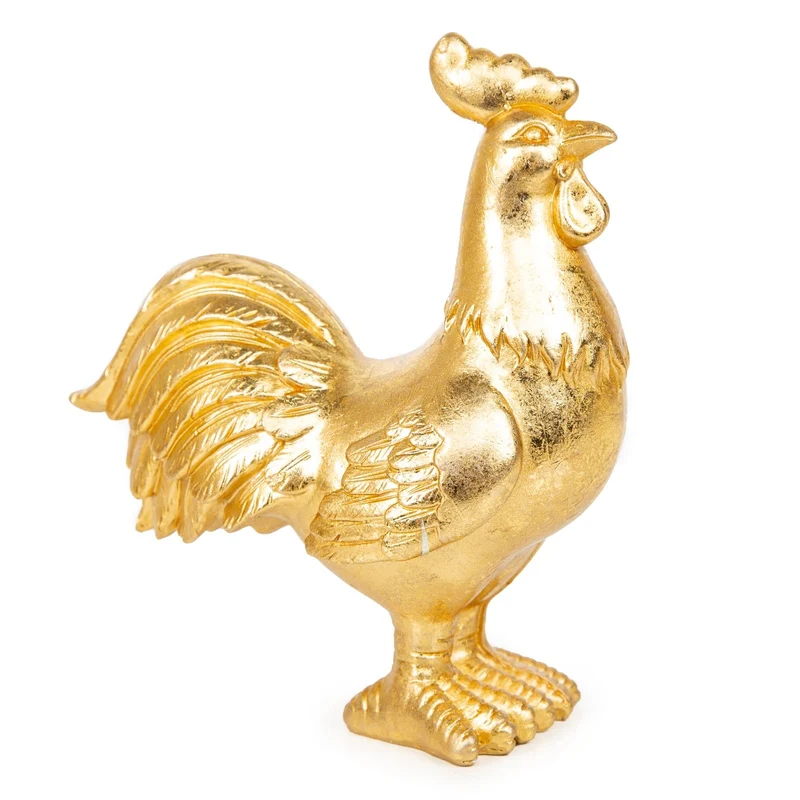 Große Gockel Figur Hahn zum Hinstellen gold Ostern Figur 18 cm