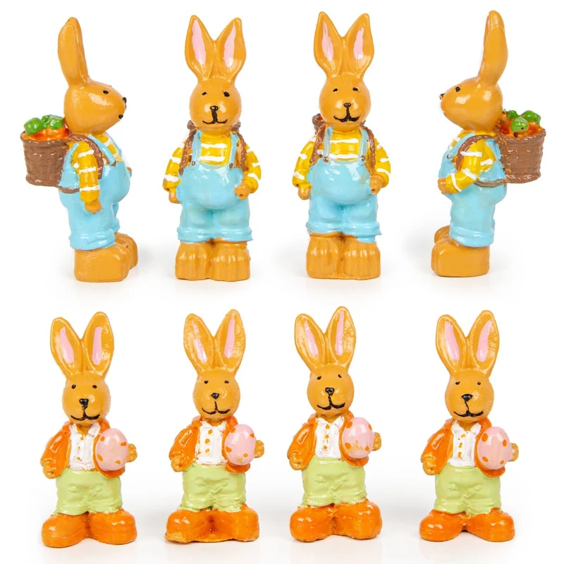 8 Mini Osterhasen Figuren kleine Bunte Hasen Ostergeschenk Ostern Tischdeko 4 cm