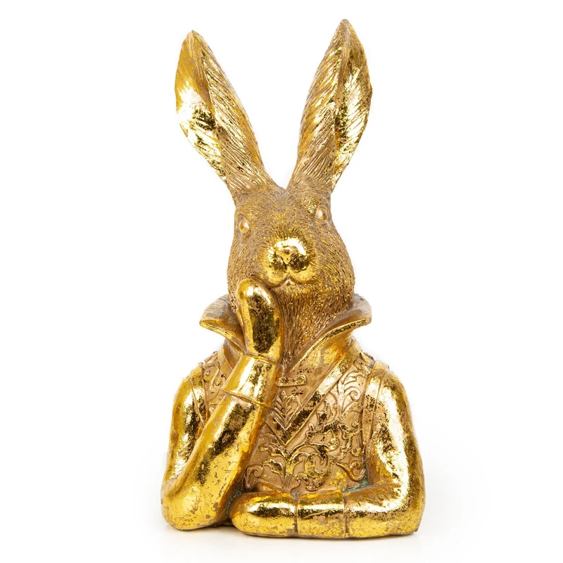 Osterhase Figur gold Osterdeko zum Hinstellen 22 cm
