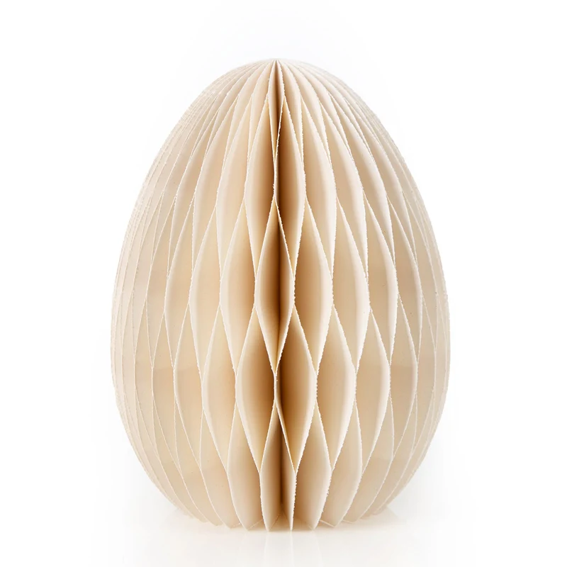Osterei aus Papier beige zum Hinstellen Honeycomb Wabenball Ei 15 cm