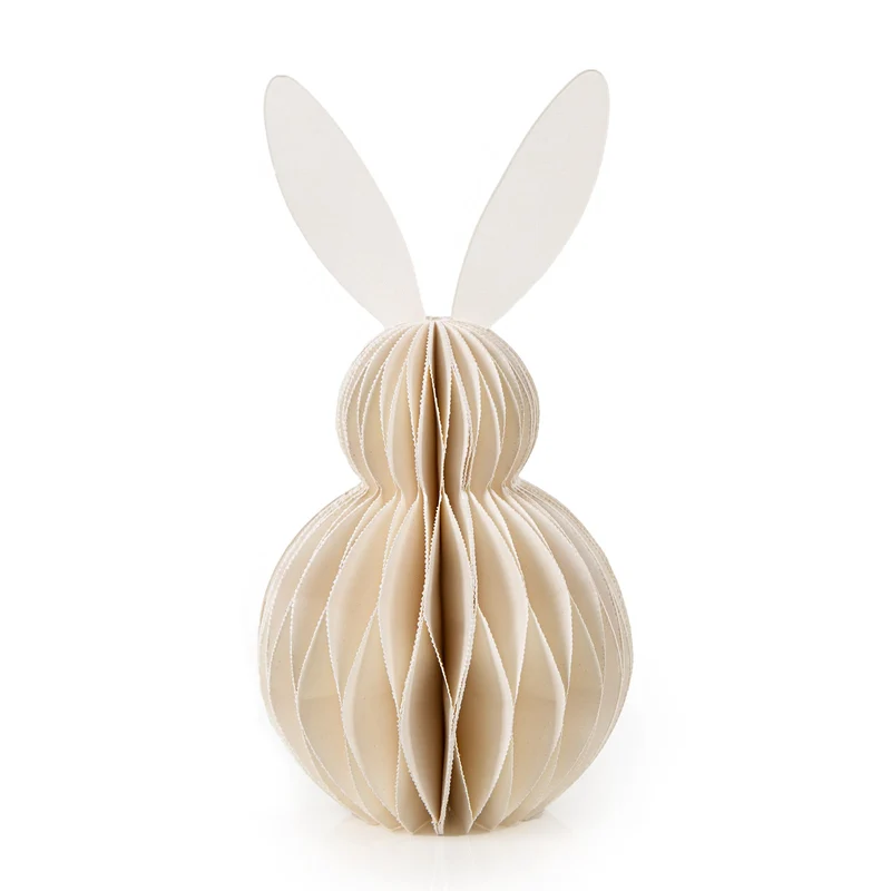Osterhase aus Papier Honeycomb Waben Hase beige zum Hinstellen modern 20 cm