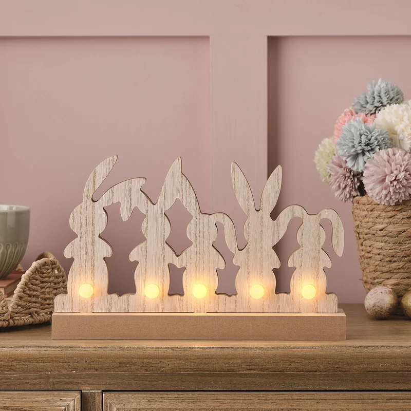 LED Osterhasen-Deko aus Holz