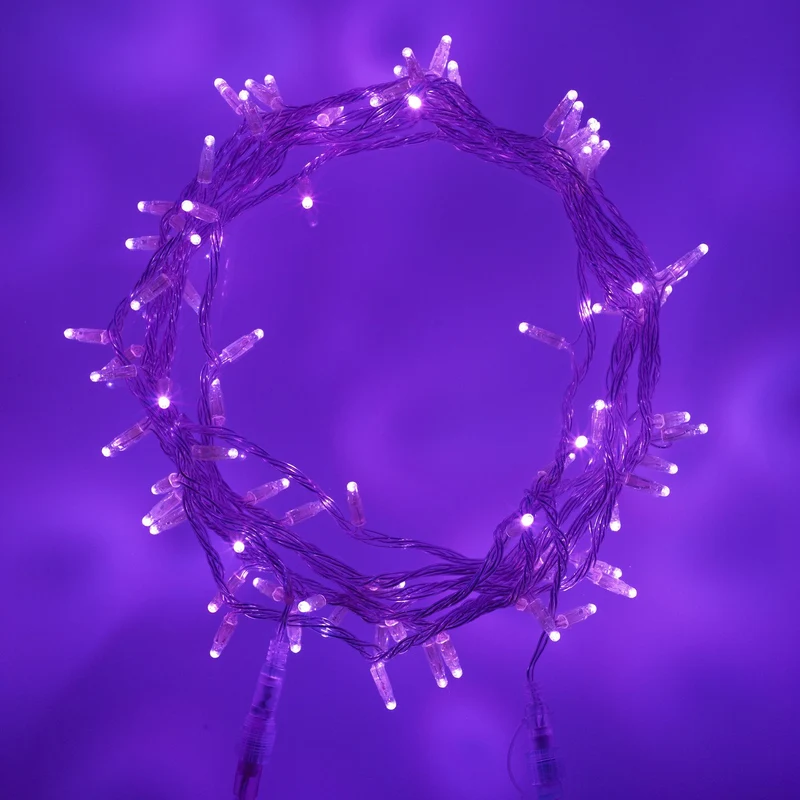 Core Connect 60m 600er LED Lichterkette lila koppelbar transparentes Kabel