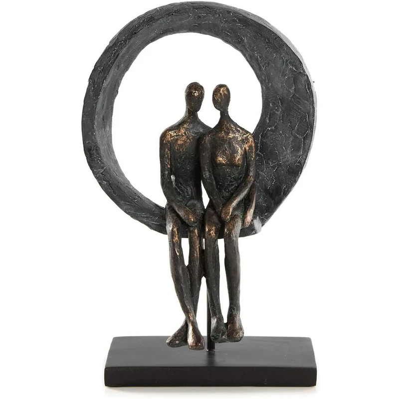 Liebespaar Skulptur aus Kunststein bronzefarben - zum Hinstellen & Verschenken