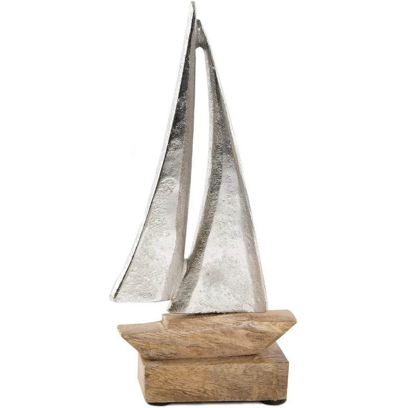 Dekoratives Segelboot aus Metall & Holz 20 cm - als Maritime Dekoration